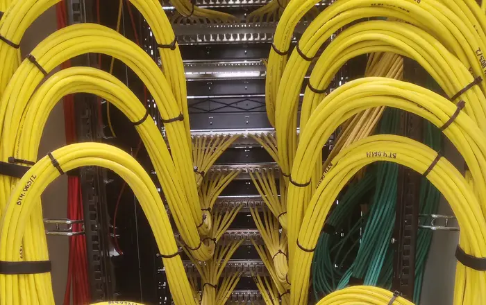 Yellow Network Cables Patchpanel rear